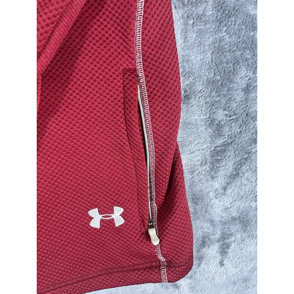 Under Armour Mens XL Allseasongear Loose 1/4 Zip Pullover Red Waffle Knit Jacket